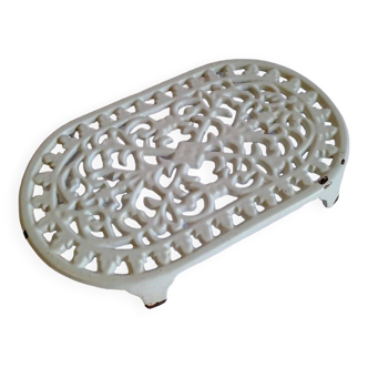 Vintage white cast iron trivet