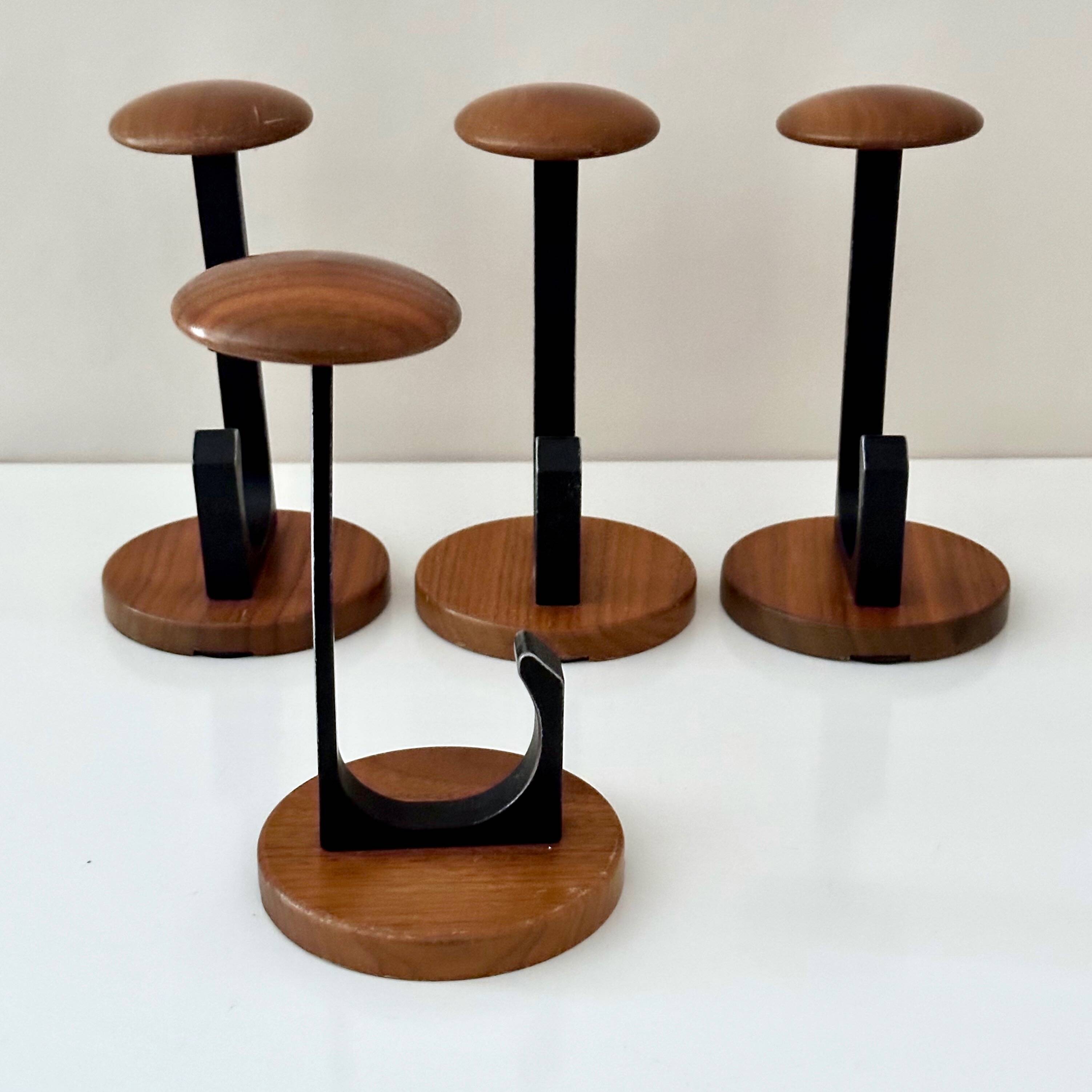 4 Vintage Wooden Coat Hooks, Mid-Century Modern Wall Coat Rack, Retro Style