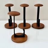 4 Vintage Wooden Coat Hooks, Mid-Century Modern Wall Coat Rack, Retro Style