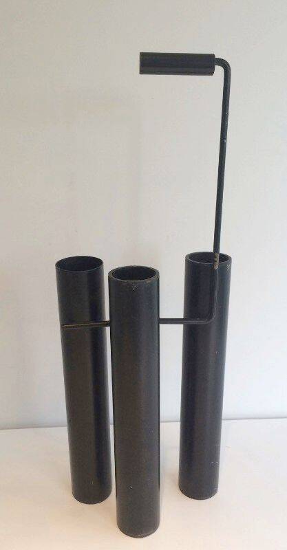 Designer umbrella stand in black lacquered metal