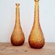 Pair of Italian Empoli vases in amber bubbled glass