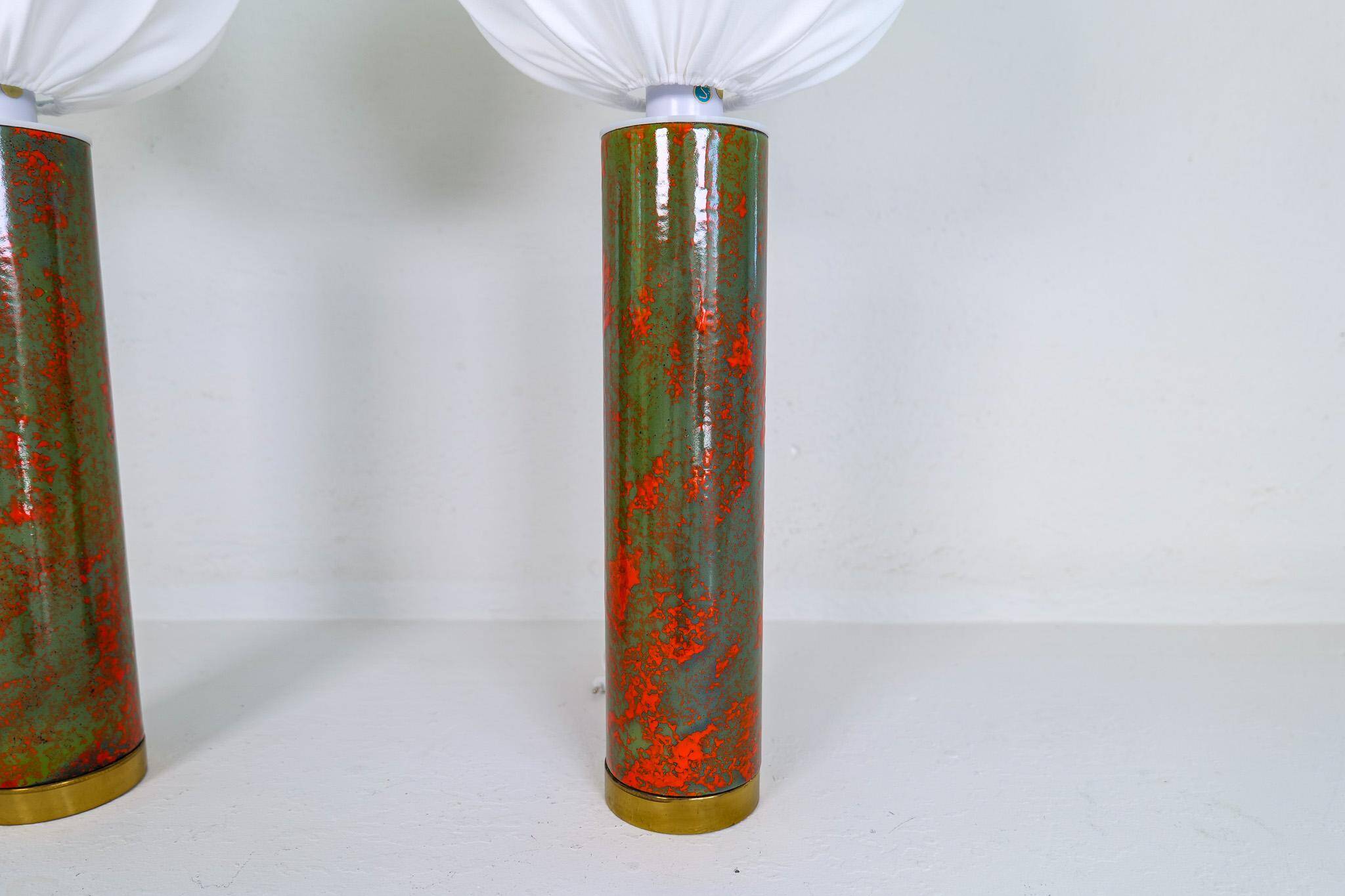 Rare and large ceramic table lamps from the mid-century, Sweden, 1960s.