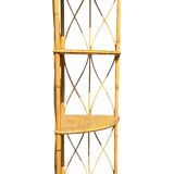 Rattan and bamboo corner shelf from the 60s