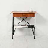 Scandinavian bedside table in mahogany and iron by IKEA, “Rolf” model