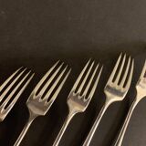 5 old table forks in silver metal Félix Frères