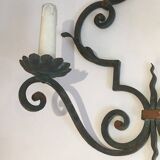 Pair of large decorative wrought iron wall sconces