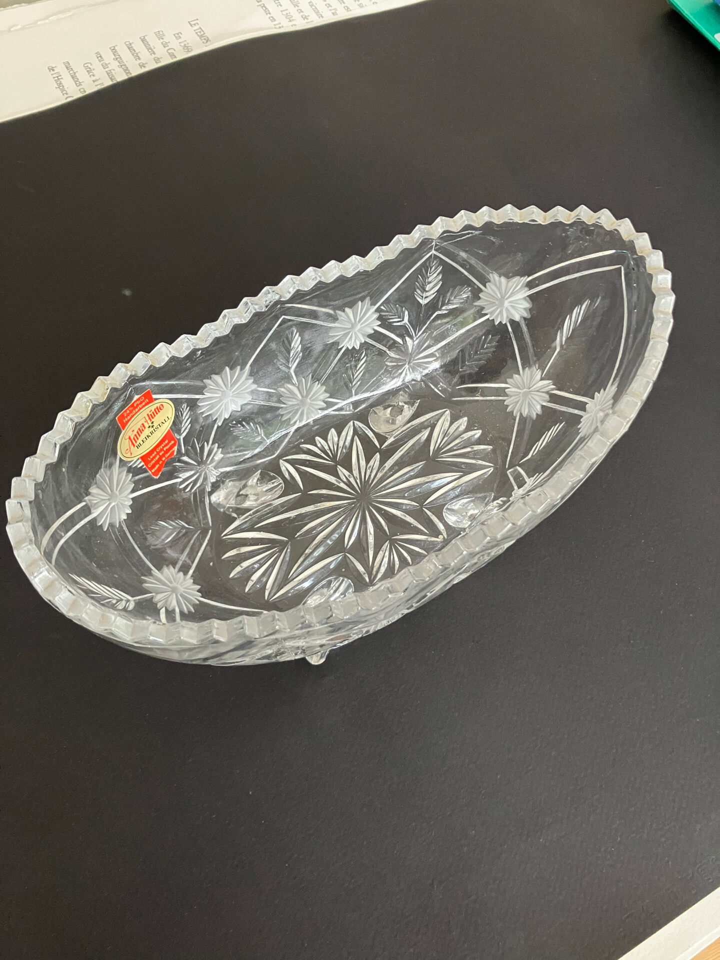 Crystal footed coupe, Anna Hütte Manufacture