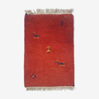 Berber carpet gabbeh handmade 100% wool 38x72cm