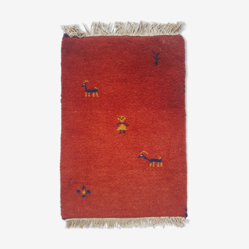 Tapis berbère gabbeh fait main 100% laine 38x72cm