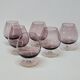 6 Antique Plum-Colored Crystal Cognac Glasses