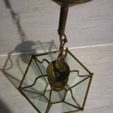 Brass lantern with 6 beveled glasses