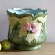 Antique Ceramic Cache Pot with Poppies, Art Nouveau Planter
