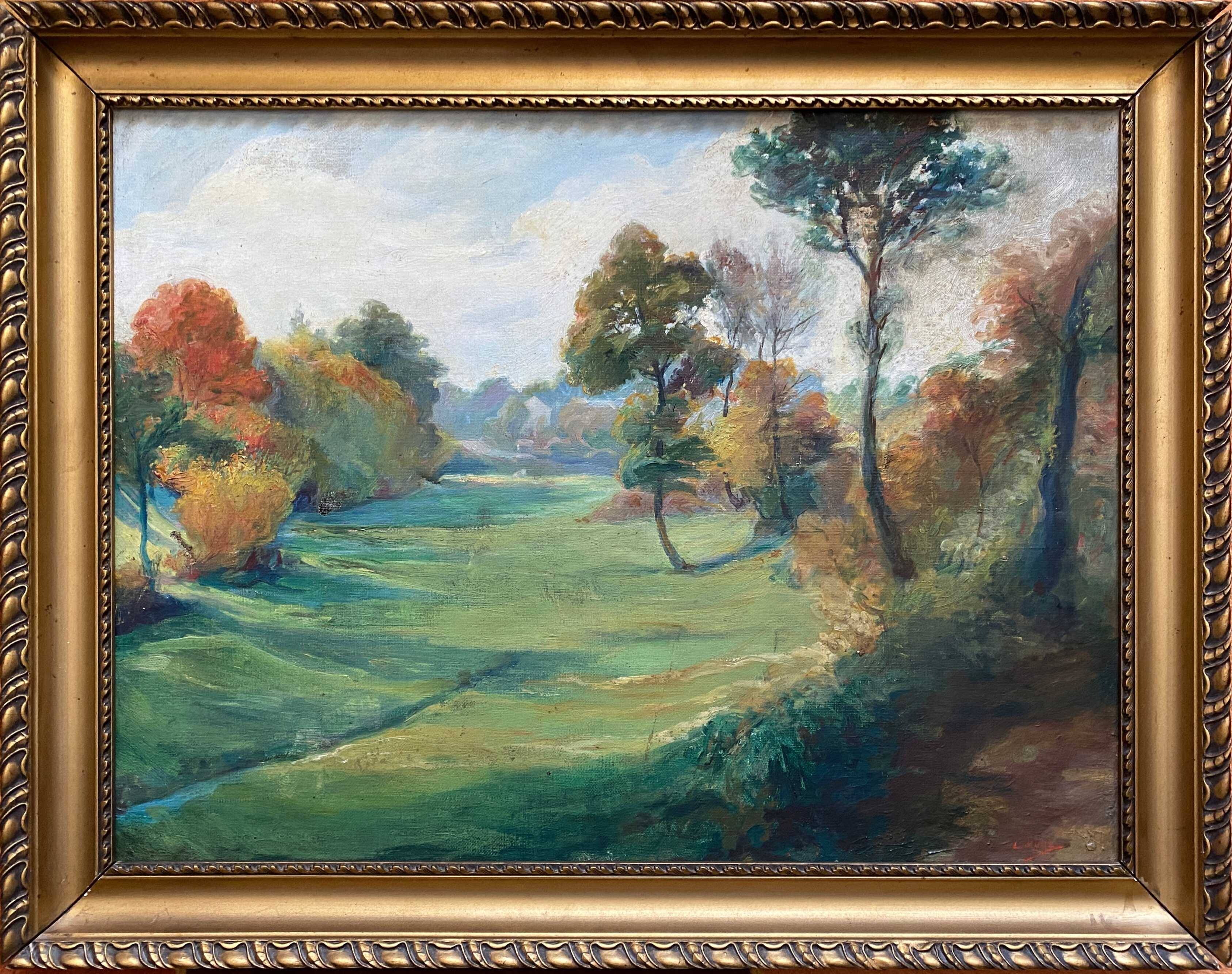 Painting dated 1916 "Coin de la Nièvre" by Louis Morel (1871-1954) + frame