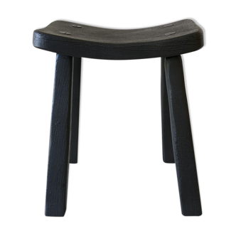 Japanese style stool in wood finish wood brule / shou-sugi-ban