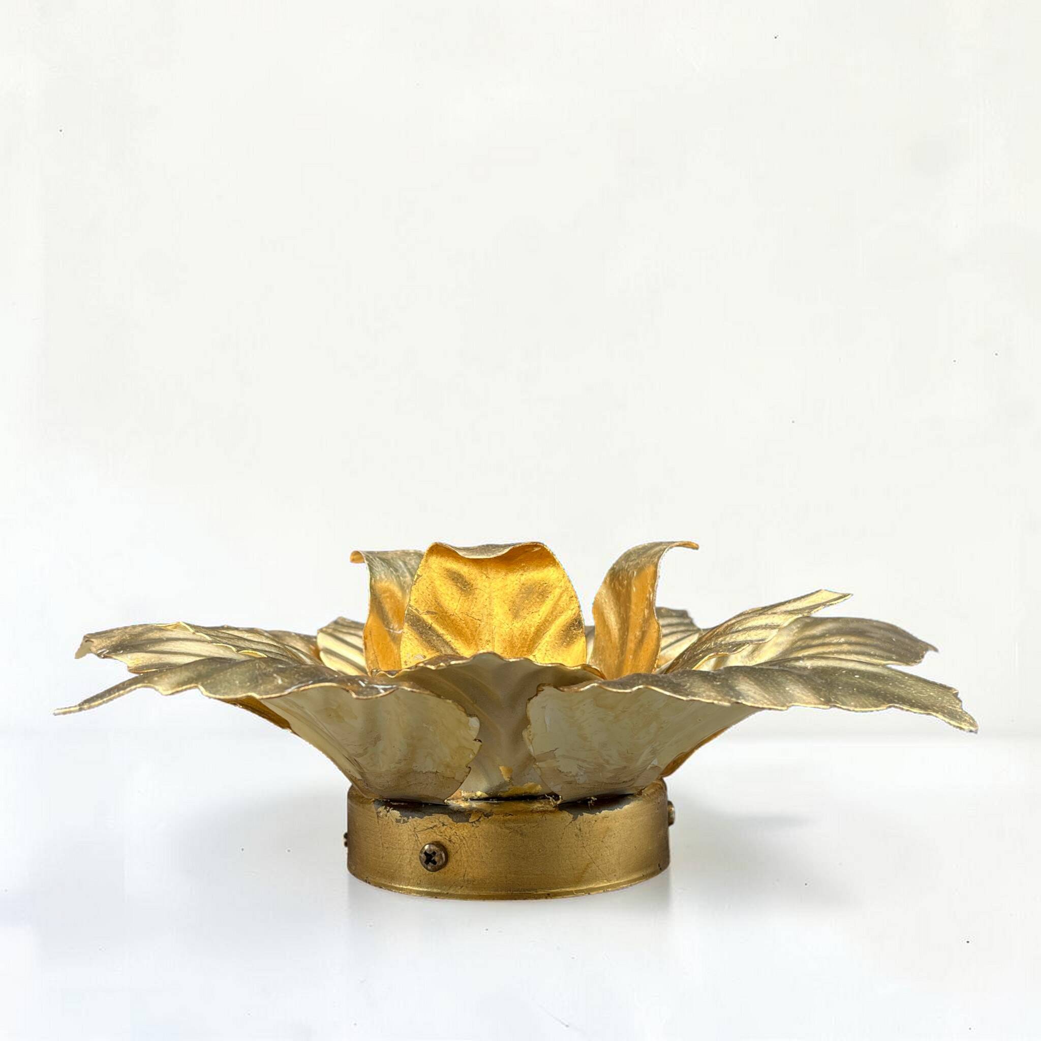 Vintage gold leaf metal flower applique