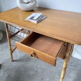 Louis Sognot rattan desk and its chair
