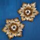 Paire d’appliques fleurs Masca en métal doré