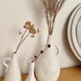 Set of 3 white stoneware vases