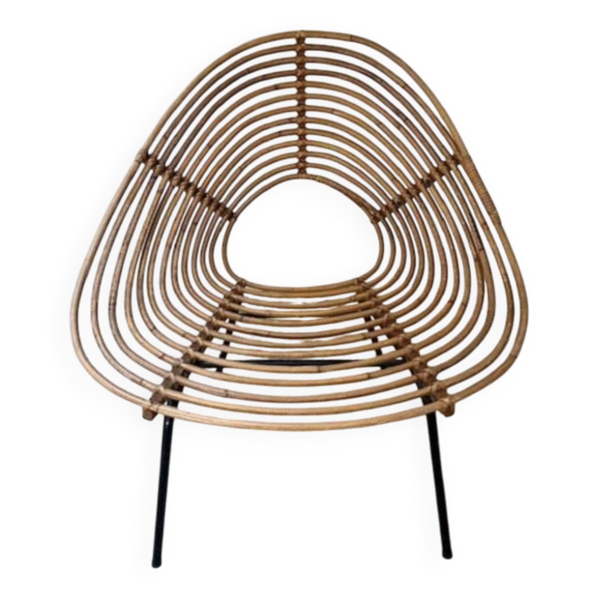 Chaise design en rotin, H. Broekhuizen pour Rohé Noordwolde, années 1960