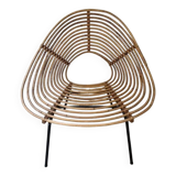 Chaise design en rotin, H. Broekhuizen pour Rohé Noordwolde, années 1960