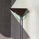 Vintage 1990s Fontana Arte Style Floor Lamp in Black Metal and Light Blue Glass