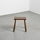 Mountain stool in solid wood, France, circa 1960