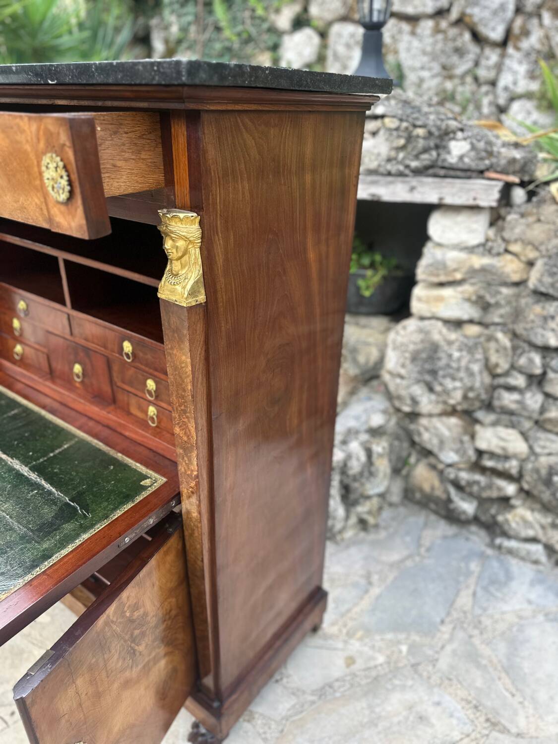 Empire period mahogany burl secretary from Egypt