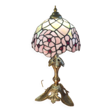 Antique art nouveau bronze lamp with glass shade in tiffany style 44x20