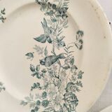 Set of 2 Longwy earthenware plates, Mignon model, blue/green