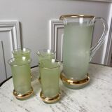 Green granita set consisting of a pitcher and 4 glasses in orangeade 50s