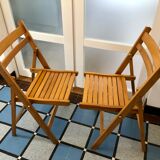 80s folding chairs in blond beech