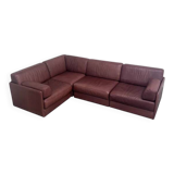 Brown leather modular sofa by De Sede; DS76, 1970s (corner)