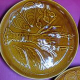 5 shellfish plates in earthenware Segovia slip