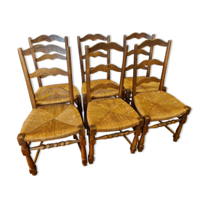 6 chaises paillées à - hauts