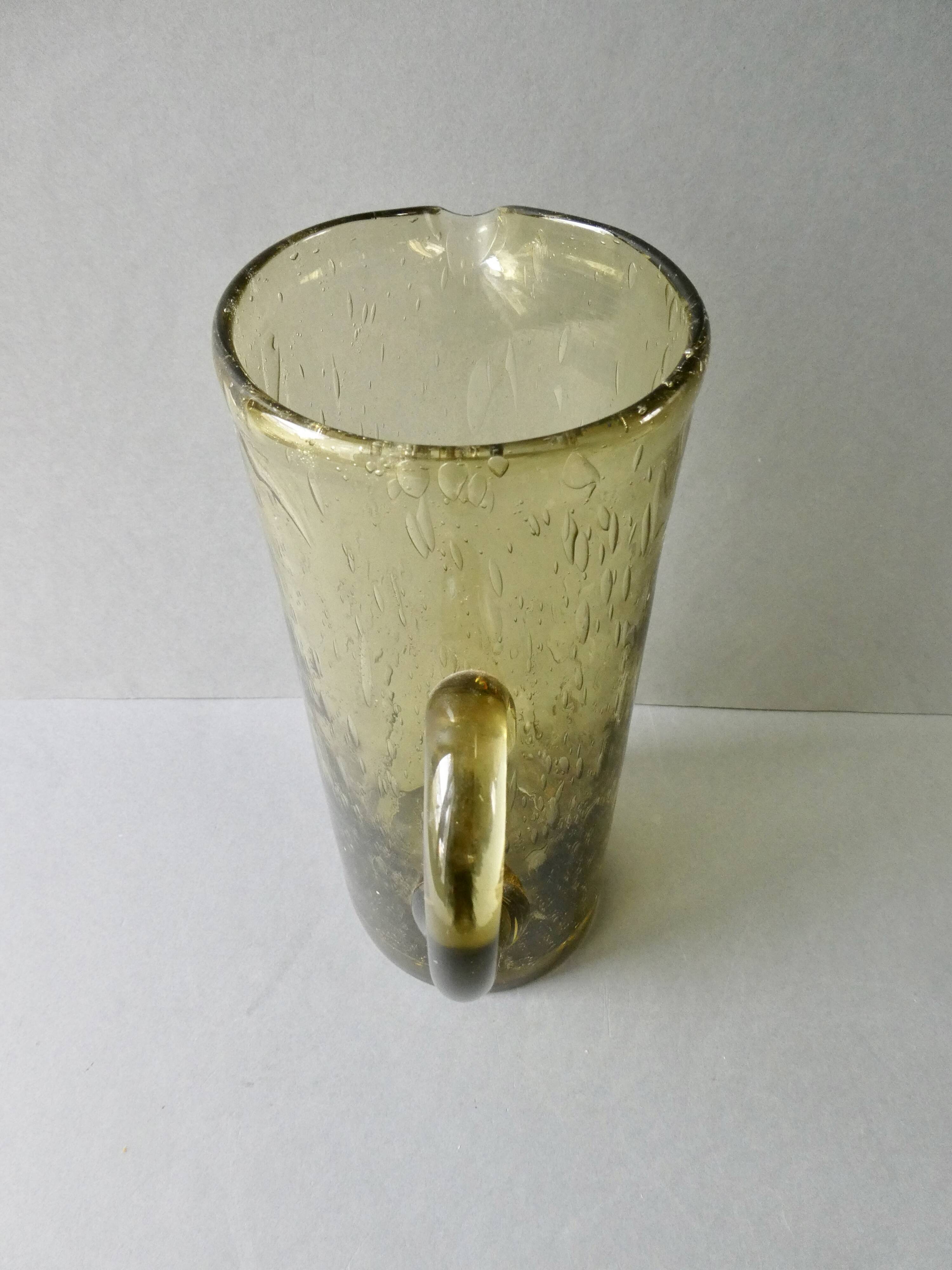 Large bubble glass pitcher from the 70s