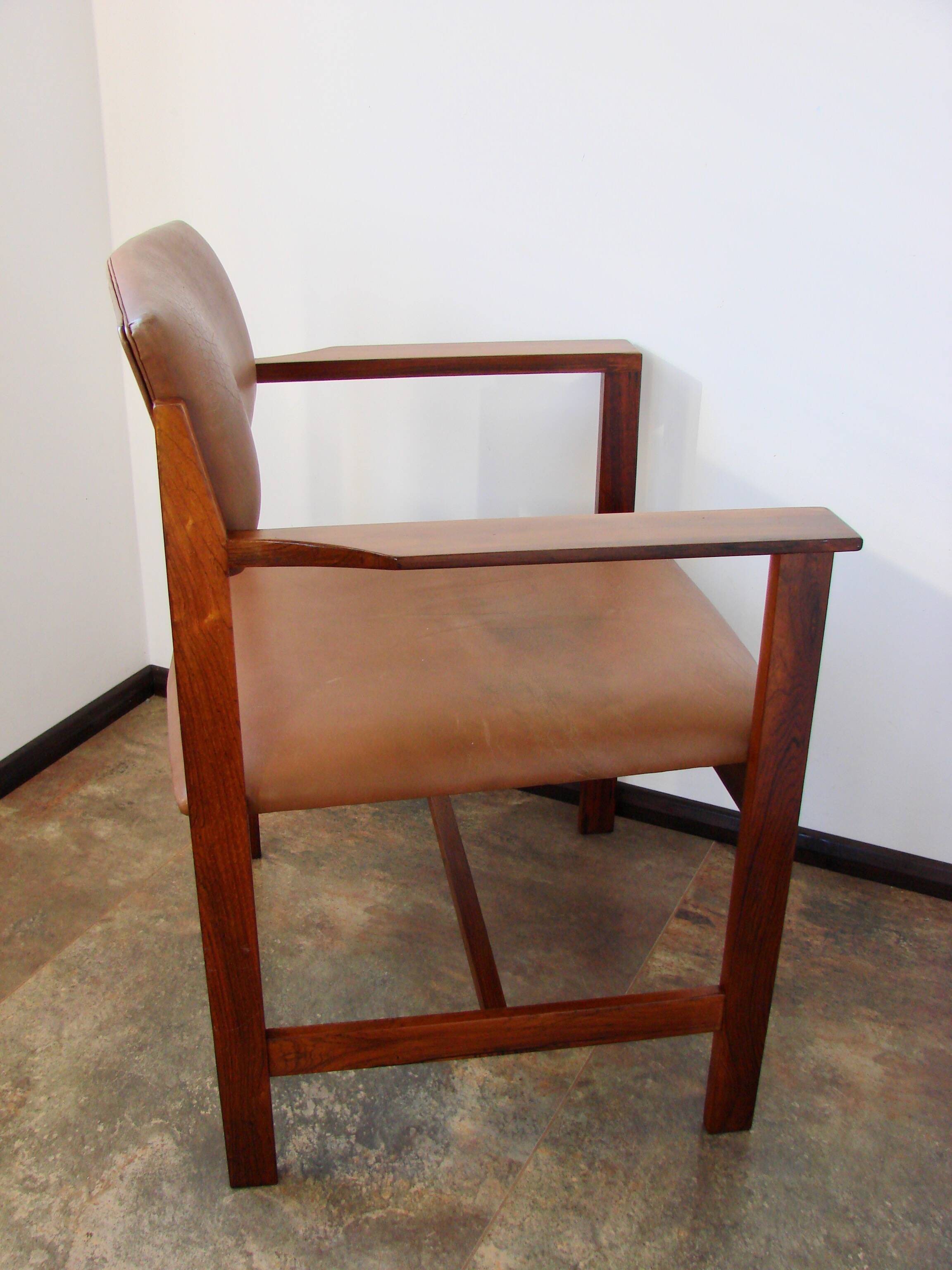 1960s Scandinavian armchair – rosewood, leather, vintage
