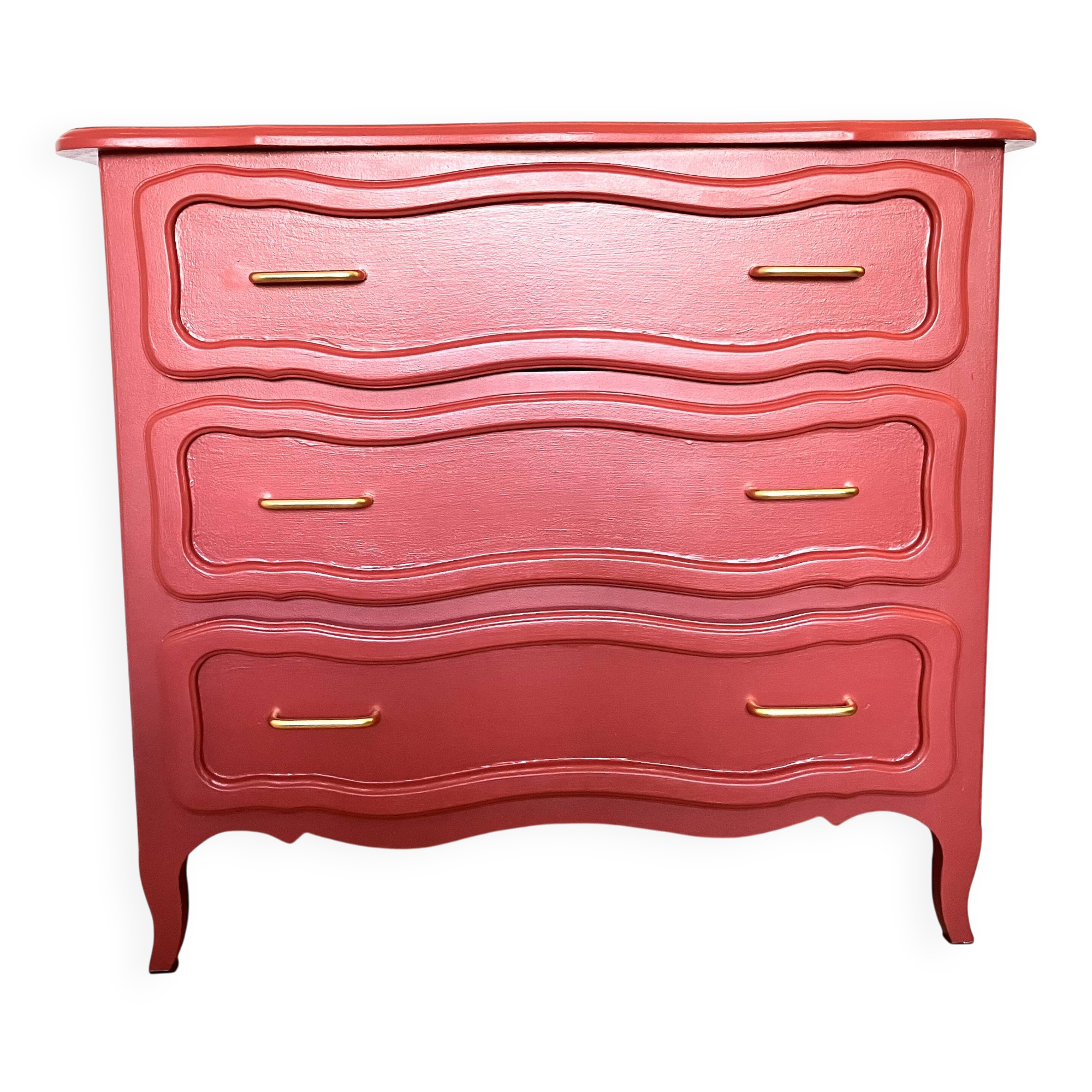 Terracotta wood chest of drawers