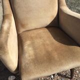 Vintage velvet armchair compass foot