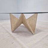 Table Basse Italienne en Travertin, 1980s