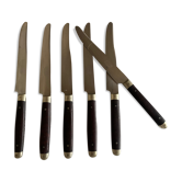 Set of 6 rosewood wood knives Dumas Thiers 1950