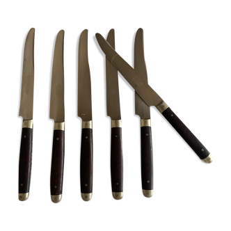 Set of 6 rosewood wood knives Dumas Thiers 1950