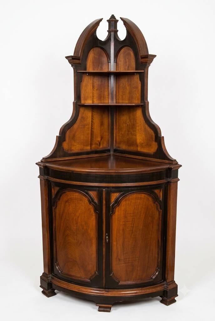 Lombard corner cabinet in ebony wood, late 19th century.