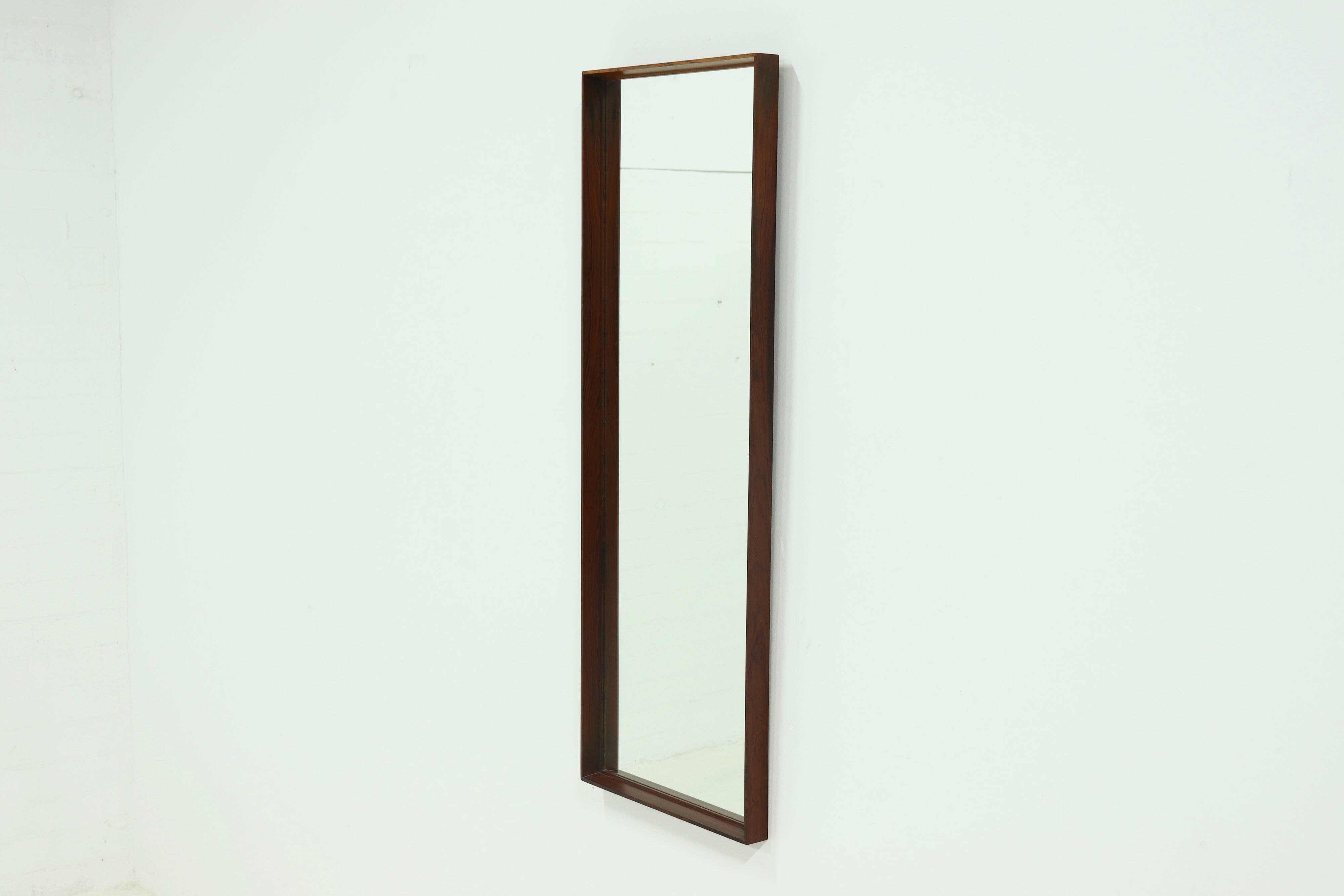 Large Scandinavian Rectangular Rosewood Mirror 1960s