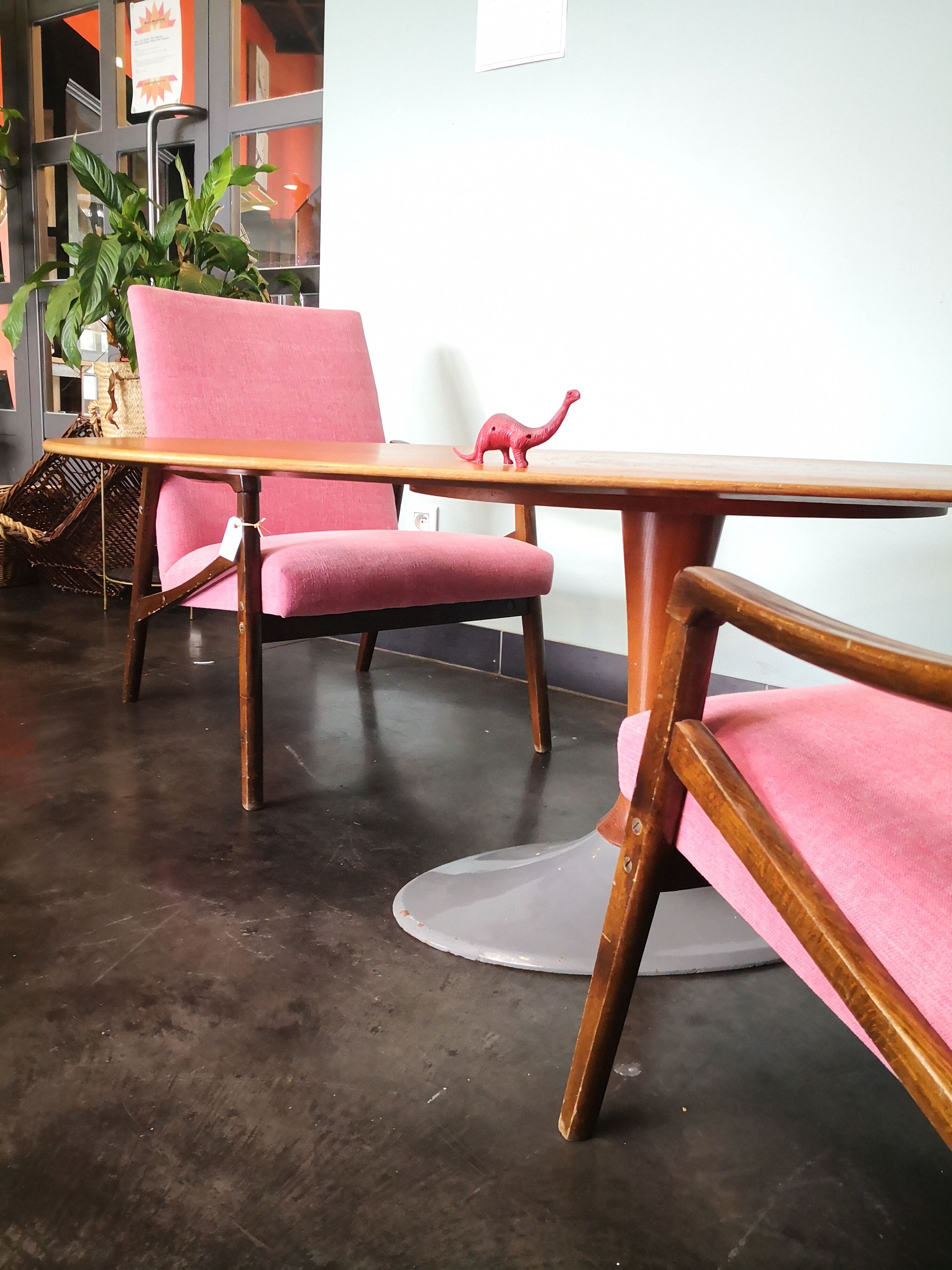 Czech vintage coffee table, wood and metal