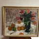Tableau nature morte fleurs et oranges