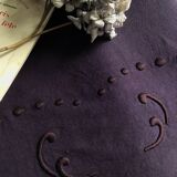 Old linen and cotton sheet tinted eggplant