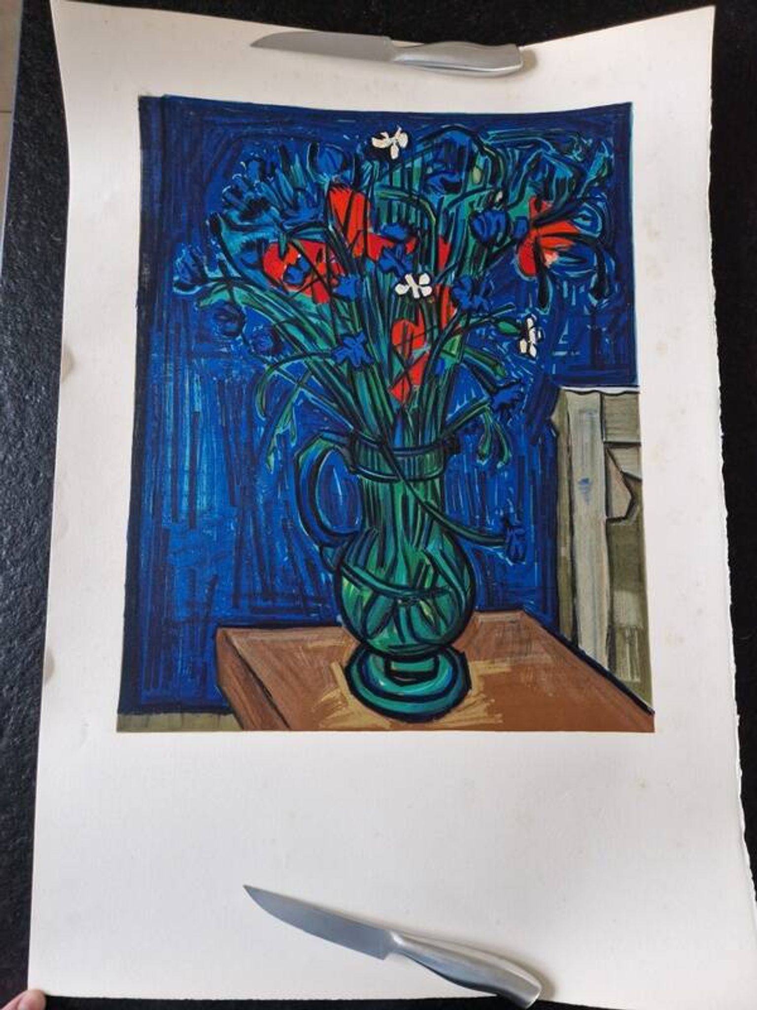Isis Kischka (1908-1973) - Colour lithograph - Bouquet of flowers