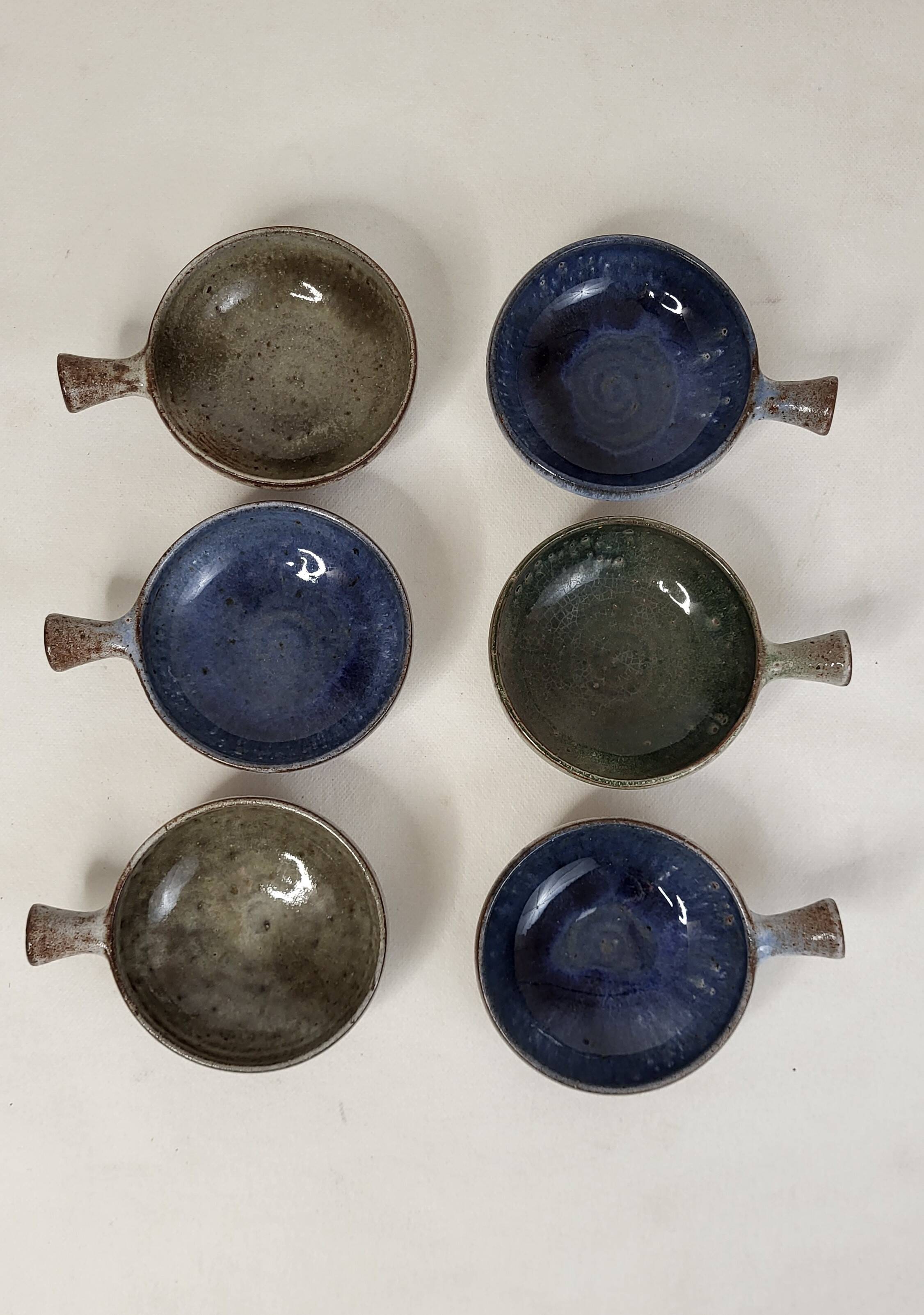 6 J&N Pierlot Ratilly stoneware cups - Puisaye