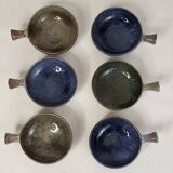 6 J&N Pierlot Ratilly stoneware cups - Puisaye