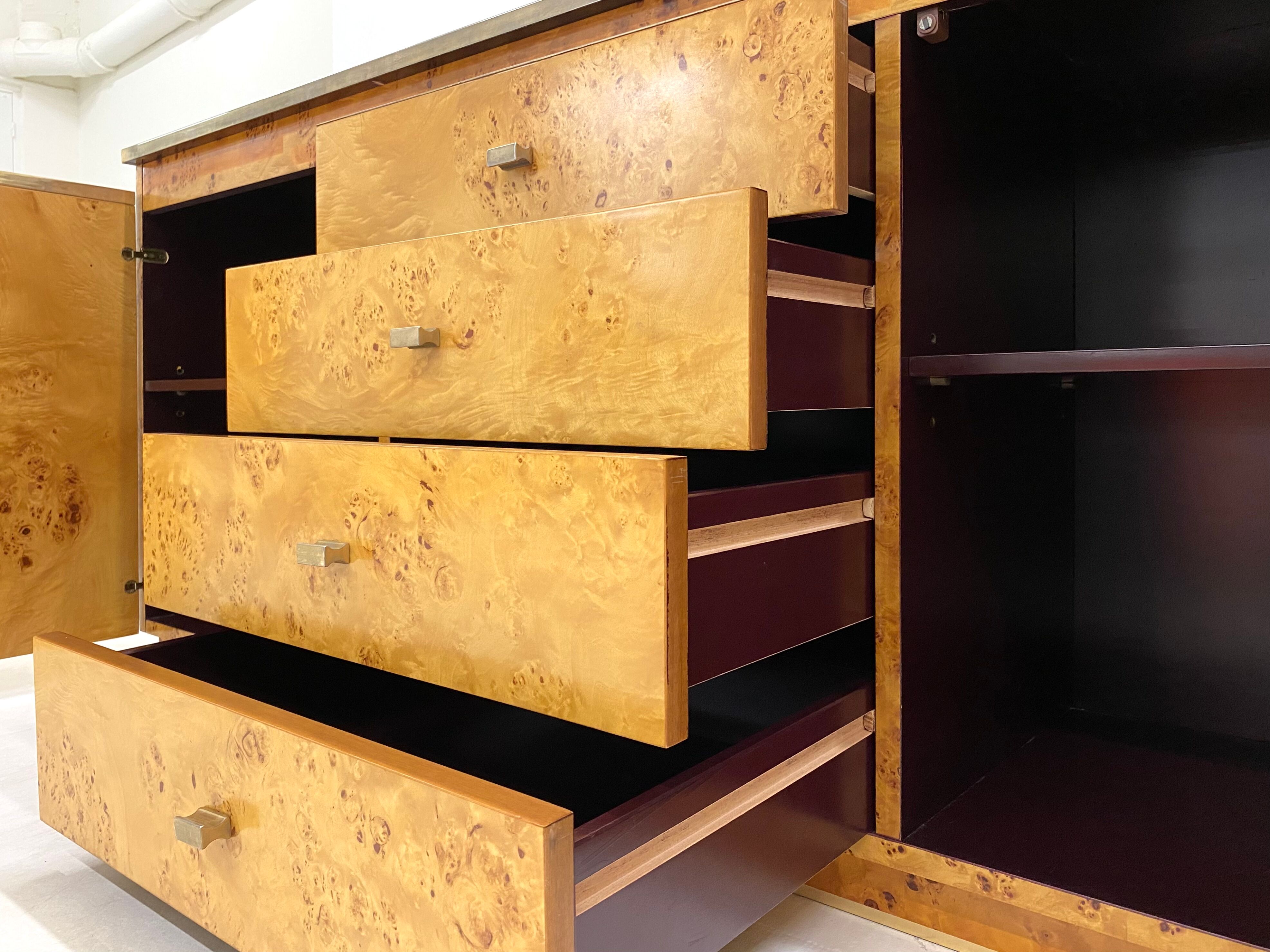 Sideboard glass and brass, circa 1970
